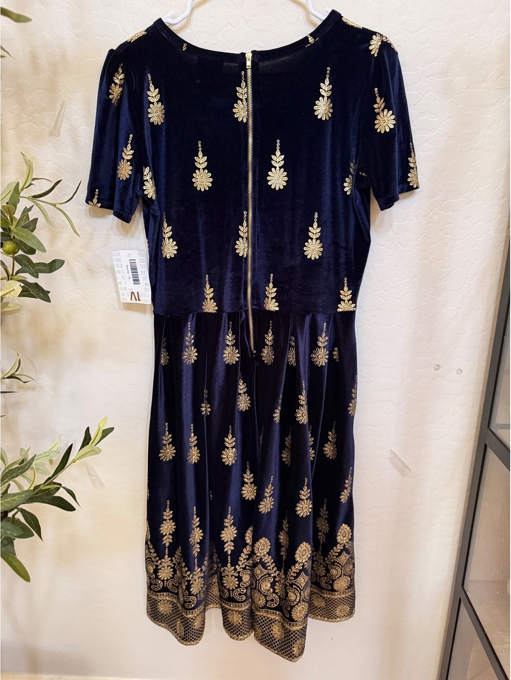 NWT Lularoe Amelia Blue Velvet Dress - Picture 4 of 9